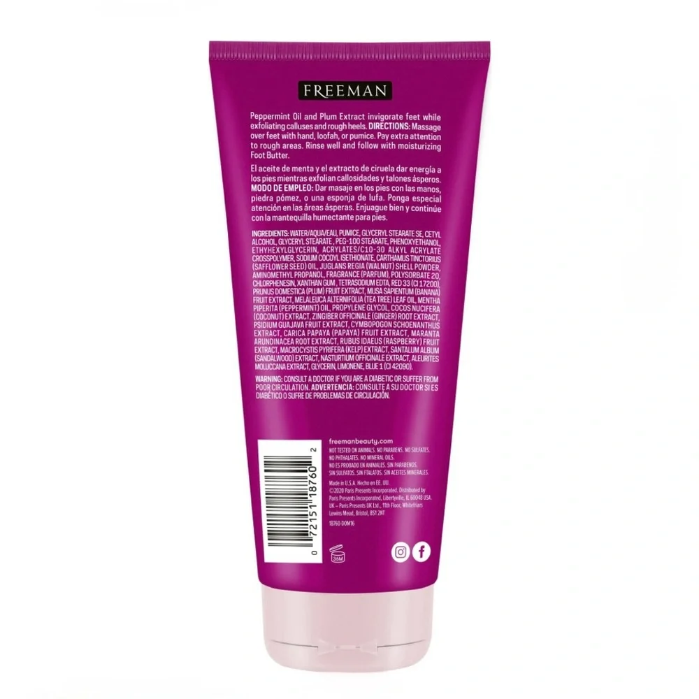 Freeman Flirty Feet Exfoliating Scrub Peppermint & Plum 5.3oz / 150ml Pk of 2